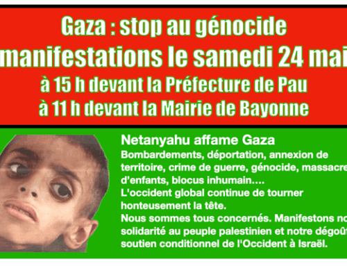 Le 24 mai, agissons pour la fin du génocide à GAZA
