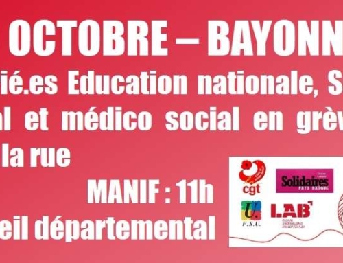 9 OCTOBRE – BAYONNE : en grève et en manif pour les services publics